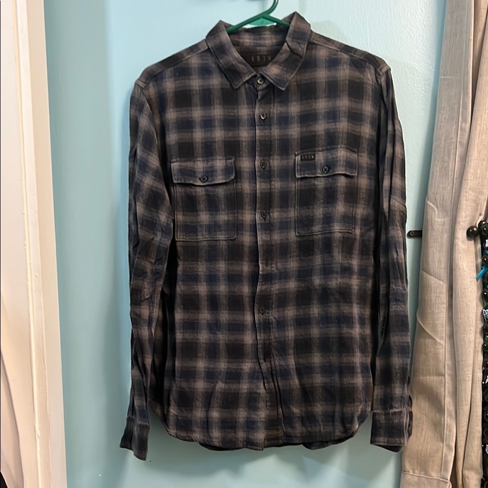 Kr3w Navy and Gray Flannel Shirt